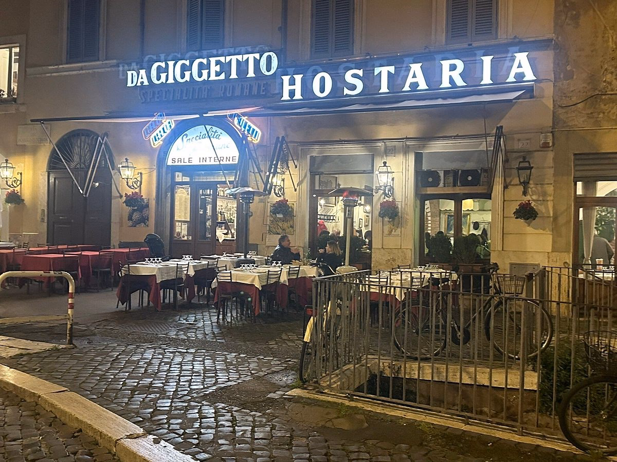 Qual è il menù del Giggetto al portico d'Ottavia a Roma?