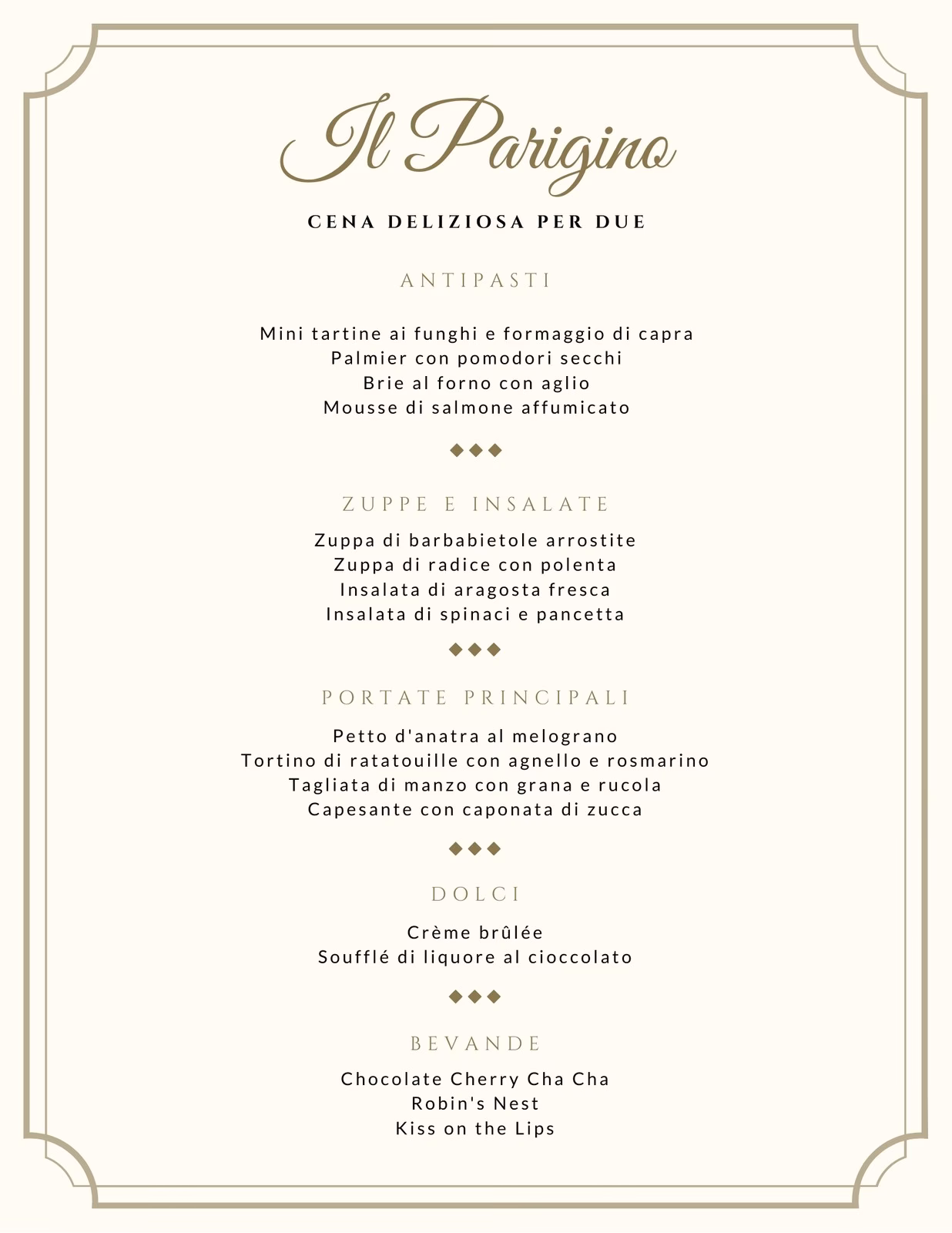 Quali sono le tipologie di menu?