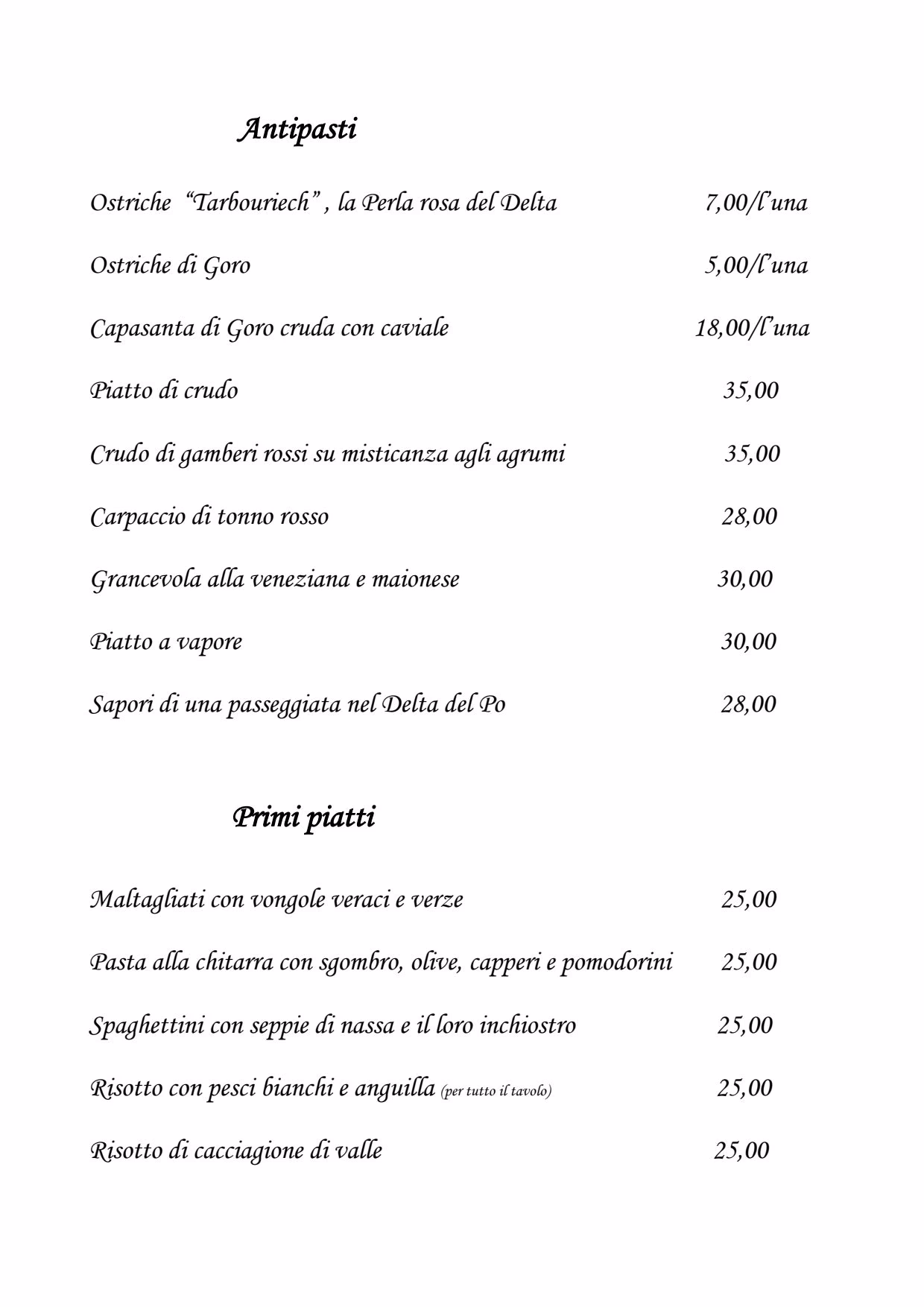 Che tipi di menù esistono?